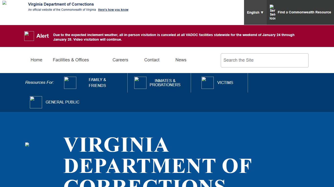 HomePage — Virginia Department of Corrections